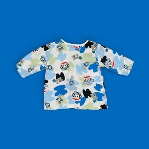 Paul Frank Kids Monkey Size 6 Y2K 3/4” Long Sleeve Casual 1/4 Button Shirt Top